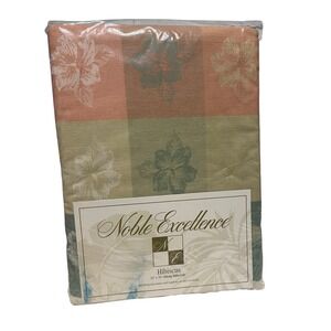 Vintage Noble Excellence Hibiscus Tablecloth‎ Oblong Floral Print 52" x 70"